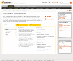 securefusion.biz: Symantec Risk Automation Suite
Symantec Risk Automation Suite is a proven, scalable enterprise solution that simplifies and integrates network discovery, baseline configuration management, vulnerability management, and reports enterprise risks and regulatory compliance.