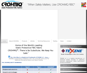 typeafibc.com: CROHMIQ Type D FIBC Static Dissipative Antistatic Bulk Bag Fabric
CROHMIQ Static Protective Type D FIBC Fabrics are the world's leading antistatic bulk bag fabrics, and provide the only safe replacement for Type C FIBC