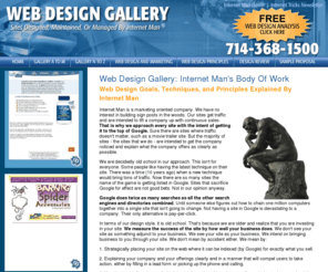 webdesign-gallery.com: Web Design Gallery: Internet Man's Body Of Work
Web design gallery of 125 web site designs developed by and maintained by Internet Man.