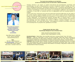 interpunction.net: Christian Henrichs Köln - Psychotherapist, Mastertrainer,
Coach - Psychotherapy, Couple Therapy, Supervision, Leadership
Seminars, Change Workshops, Management Coaching
