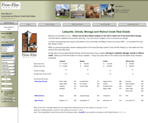 mymoragahome.com: Lafayette, Orinda, Moraga and Walnut Creek Real Estate
Welcome to www.DaveMarron.com, the most comprehensive web site available for real estate in the the Lamorinda Area, Lafayette, Moraga, Orinda and Walnut Creek.