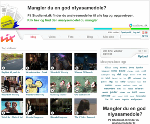 vix.dk: Vix - Foto & Video
Vix.dk er en foto og video service, hvor folk kan lægge videoklip ind omkring deres hobby, intereser, aktuelle nyheder o.lign.