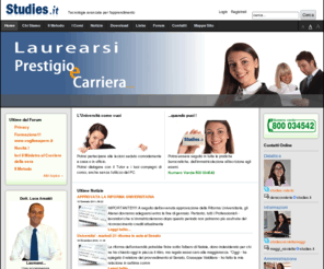 studies.it: Studies - Preparazione universitaria
Preparazione universitaria, ampia gamma di servizi per gli studenti. Laurea a distanza con un sistema innovativo e comodo anche per chi lavora