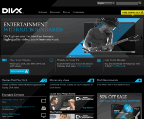divx.com: DivX – Download DivX software (play AVI/MKV), play DivX video on TV | DivX.com
Free software downloads to play & stream DivX (AVI) & DivX Plus HD (MKV) video. Find devices to play DivX video and Hollywood movies in DivX format.