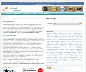 rssfeed-optimierung.de: RSS Verzeichnis: RSS Feed eintragen zur RSS Optimierung. Keine Backlink-Pflicht
Jetzt RSS Feed eintragen und gefunden werden. Keine Backlink-Pflicht, kein no-follow. Freischaltung innerhalb von 48 Stunden.