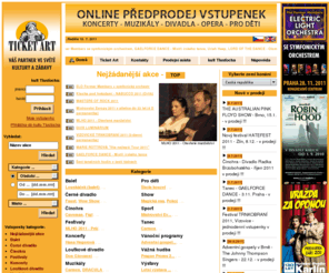 ticket-art.cz: Online vstupenky na muzikál, koncert, divadlo, sport, festival - Ticket Art
On-line předprodej,  vstupenky na muzikál, koncert, divadlo, tanec, festival, divadelní představení, sport a další.