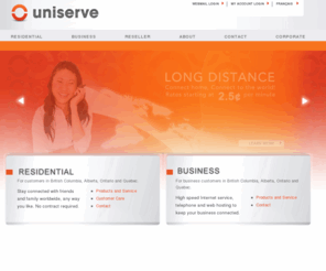 intergate.ca: Telecom British Columbia, Alberta, Ontario, Quebec | Uniserve
Uniserve is a telecom company offering no-contract services like high speed Internet, digital phone and web hosting for residential customers in British Columbia, Alberta, Ontario and Quebec and businesses in BC.
